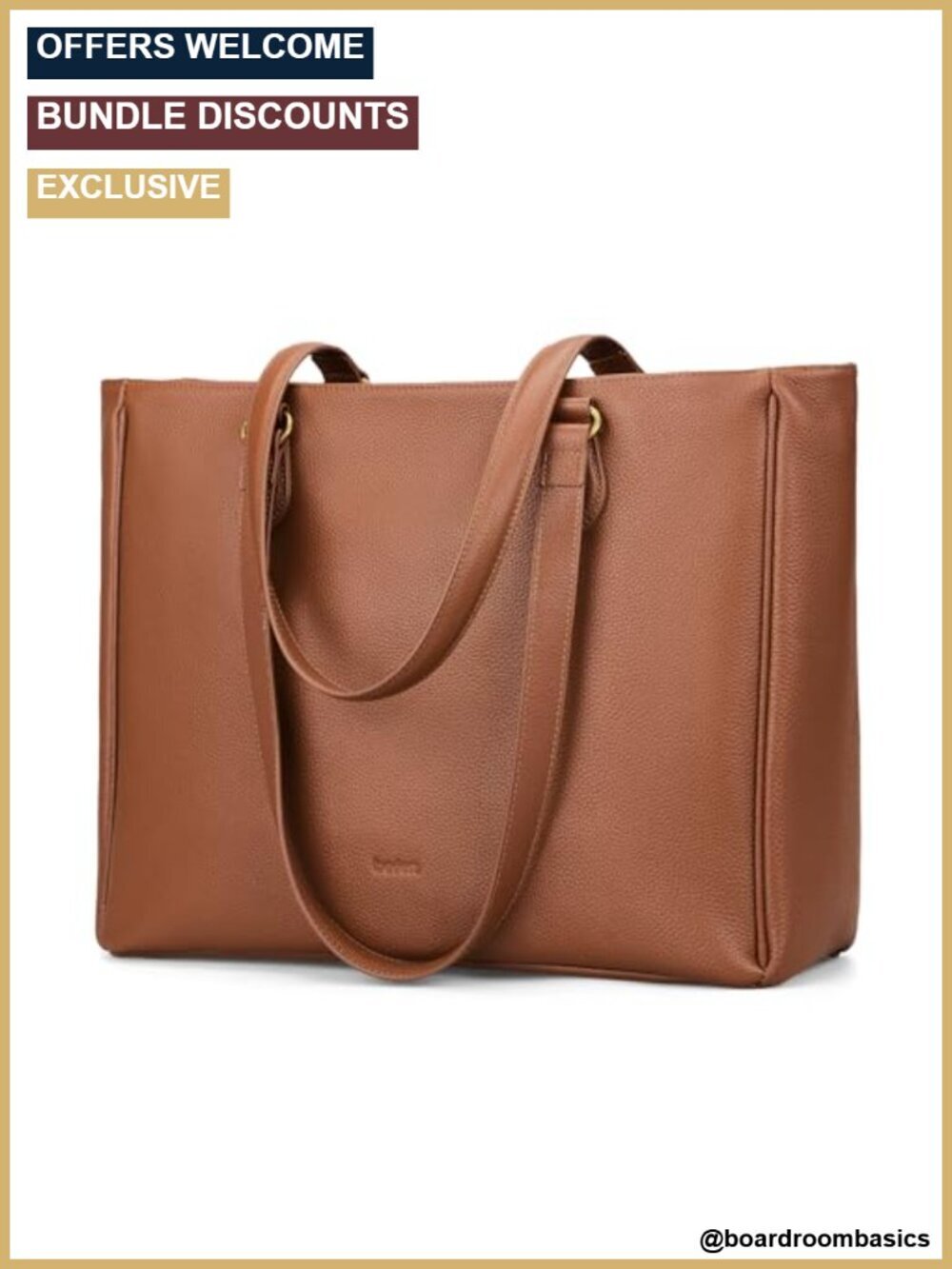 Top Grain Pebbled Cowhide Leather Tote Bag with Laptop Compartment